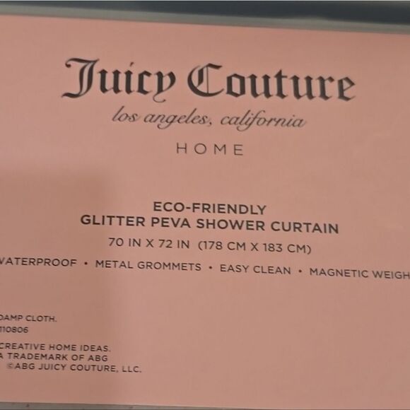 Juicy Couture Home Eco-Friendly Glitter PEVA Shower Curtain - Picture 3 of 5